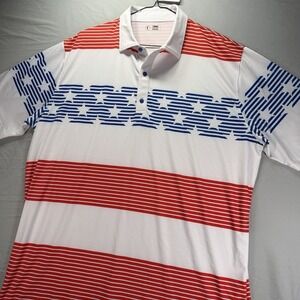 U Suck At Golf Polo Mens 3XL American Flag Stretch Performance Active USAG